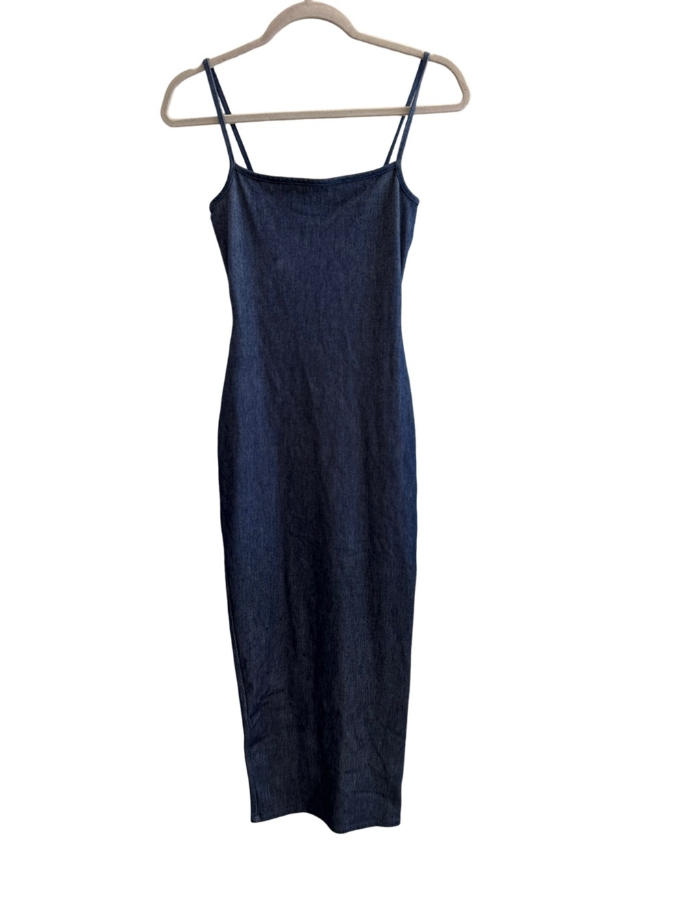 Naked Wardrobe Stretch Cotton Body-Con Maxi Dress in Denim Size small - Picture 2 of 6